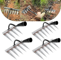 4 PCS Iron Rake, Garden Rake, Iron Rake The Heavy-Duty Iron Weeding Rake, Iron Rake Weeder With Handle, Iron Hoe Rake For Backyard Gardening Weeding Loosening Farm Planting - 4, 5, 6, 7 Tines Shopping