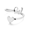 Image of Simple Letter Three-dimensional Loving Heart With Opening Adjustable Ring Shopping