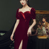 Image of Women's Velvet Wine Red Banquet Dress Shopping