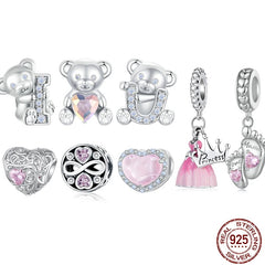 Valentine's Day Cute Bear Love Beaded S925 Sterling Silver Diy Scattered Beads Girlfriend's Accessories