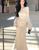 Image of Elegant Fish Tail Niche Design Long Sleeved Dress Shopping