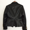 Image of Metal buckle double-breasted leather suit Shopping