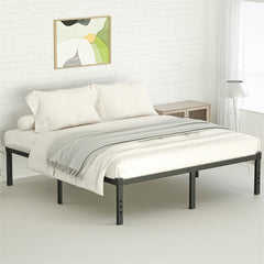 Image of Classic Iron Bed Frame Mattress Under Bed Storage No Box Spring Needed Singe Full Queen King Size Black