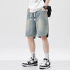 Image of Men's Loose Casual Starry Sky Pattern Denim Shorts Shopping