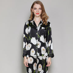 Spring And Autumn Silk Long-Sleeve Home Suit Two-piece