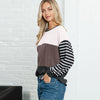 Image of Striped Splicing Knitwear Women's Long Sleeve Shopping