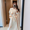 Image of Women's Mid-length Large Lapel Colorblock Woolen Coat Shopping