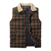 Image of Men Neck Collar Warm Plaid Vest Shopping