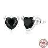 Image of Black Heart-shaped Zircon Little Devil Ear Stud And Ring Jewelry Shopping