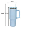 Image of Stainless Steel Water Tumbler 40 Oz Cup Handle Straw Insulated Bottle Dupe Mug Shopping