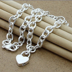 Silver-plated Shrimp Clasp Heart Lock Necklace Shopping