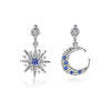 Image of Silver Stud Rhinestone-encrusted Asymmetric Star And Moon Stud Earring Fashion Simple Shopping