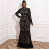 Image of Women's Plus Size Mopping Evening Dress Round-neck Long Sequined Skirt Shopping