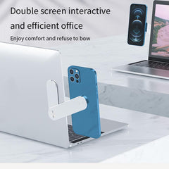 Laptop Phone Holder, Adjustable Laptop Side Mount Clip, Magnetic Laptop Monitor Mount, Computer Laptop Cellphone Stand Foldable Aluminum Expansion Bracket Tablet Clip For Dual Screen Shopping