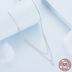 High-grade Shining Double-layer Clavicle Chain Light Luxury Temperament V-neck S925 Sterling Silver