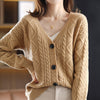 Image of Women's V-Neck Retro Twist Sweater Jacket Shopping