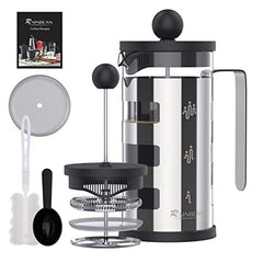 French Press Cafetiere 4 Cups, Stainless Steel Body Shell Coffee Maker- Heat Resistant - Stainless Steel Filter Coffee Press For Coffee Lover, Silver, 350 Ml & 600ml Shopping