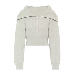 Large Collar Lapel Short Sweater Knit