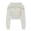 Image of Large Collar Lapel Short Sweater Knit Shopping