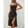 Image of New Polka Dot Print Suspender Dress Summer Sexy Slit Long Dresses For Womens Clothing Shopping