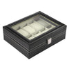 Image of Watch Display Grid Box Lockable Case Faux Leather Jewellry Storage Organiser Shopping