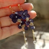 Image of Handmade Dark Blue Eternal Hydrangea Flower Tassel Pendant Earrings Shopping