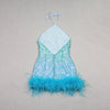 Image of Women's Fashion French Sequined Suspender Feather Dress Shopping