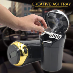 Portable Solar Rechargeable Car Ashtray Detachable Car Ashtray With Led Light Windproof Outdoor Travel Home Use Shopping