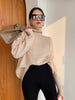 Image of Wool Cashmere High Collar Large Knitted Undercoat Sweater Girl Shopping