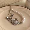 Image of Women's Fashion Temperament Pearl Heart Bracelet Shopping