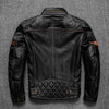 Image of First Layer Cowhide Leather Coat Men's Stand Collar Motorcycle Cycling Clothing Shopping