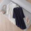 Image of Loose Temperament Hollow-out Three-quarter Sleeve Straight Skirt Shopping