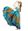 Image of Women's Bohemian Feather Printed Chiffon Dress Shopping