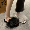 Image of Fairy Style Fluffy Slippers Women's Outer Wear Shopping