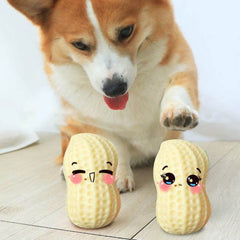 Image of Funny Pet Dog Squeaky Toys For Small Middle Dogs Bite Resistant Puppy Cat Dogs Toys Pets Rubber Peanut Clean Tooth Chew Toy