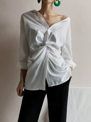 Niche Irregular Loose V-neck Shirt Spring Shopping