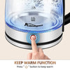 Image of Electric Kettle Keep Warm, 1.8L Glass Tea Kettle, Hot Water Boiler With LED Light, Auto Shut-Off & Boil Dry Protection, Stainless Steel Shopping