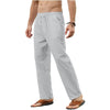 Image of Men's Solid Color Cotton And Linen Trousers Slim Casual Pants Shopping