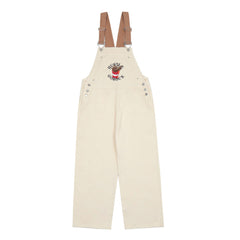 Image of American Retro Embroidered Denim Suspender Pants Men