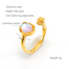 Image of Retro Titanium Steel Moonstone Ring Hip Hop Irregular Geometry Shopping