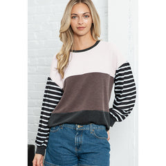 Striped Splicing Knitwear Women's Long Sleeve