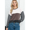 Image of Striped Splicing Knitwear Women's Long Sleeve Shopping