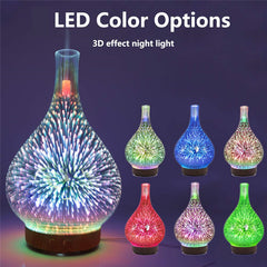 3D Glass Aroma Diffuser Colorful Lamp Humidifier Night Light Shopping111