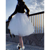 Image of Black Tulle-Layered High-Waist A-Line Skirt, Women's Tutu Skirt Mesh Splicing Skirt Multi-layer Cake A-line Pleated Skirt Fairy Skirt Shopping