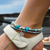 Image of Beach Anklet Sea Turtle Pendant Starfish Turquoise Anklet Shopping