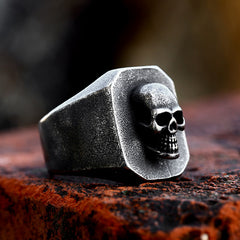 Stainless Steel Old Skull Vintage Punk Style Titanium Steel Ring