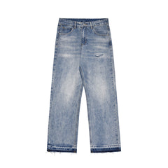 Washing Water Raw Hem Jeans Men Shopping