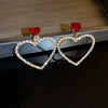 Image of 925 Silver Needle South Korea Crystal Diamond Love Heart Earrings Shopping