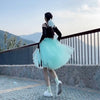 Image of Black Tulle-Layered High-Waist A-Line Skirt, Women's Tutu Skirt Mesh Splicing Skirt Multi-layer Cake A-line Pleated Skirt Fairy Skirt Shopping