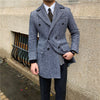 Image of Daily Double Row Mid-length Tweed Coat Men Shopping